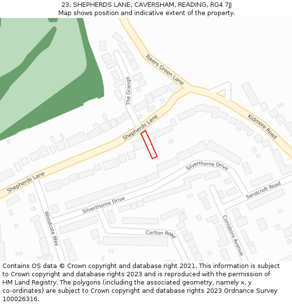 23, SHEPHERDS LANE, CAVERSHAM, READING, RG4 7JJ: Location map and indicative extent of plot