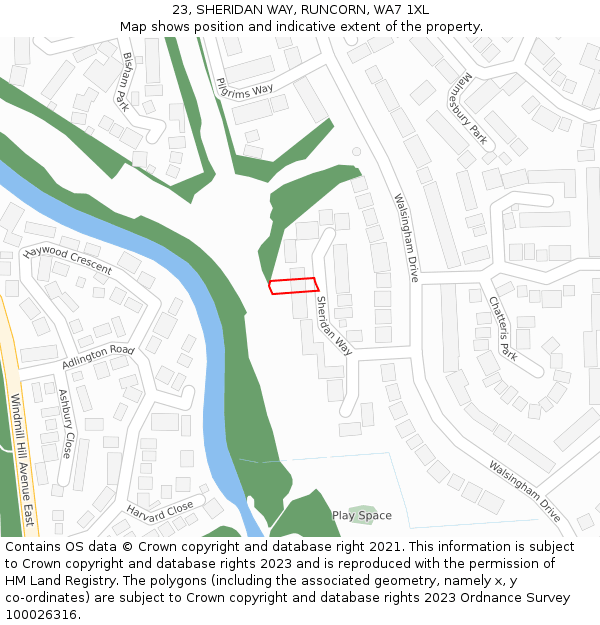 23, SHERIDAN WAY, RUNCORN, WA7 1XL: Location map and indicative extent of plot