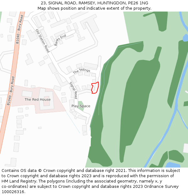 23, SIGNAL ROAD, RAMSEY, HUNTINGDON, PE26 1NG: Location map and indicative extent of plot