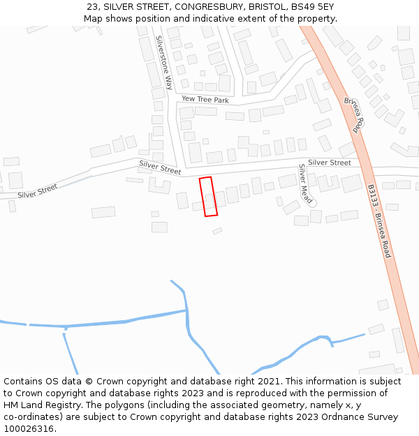 23, SILVER STREET, CONGRESBURY, BRISTOL, BS49 5EY: Location map and indicative extent of plot