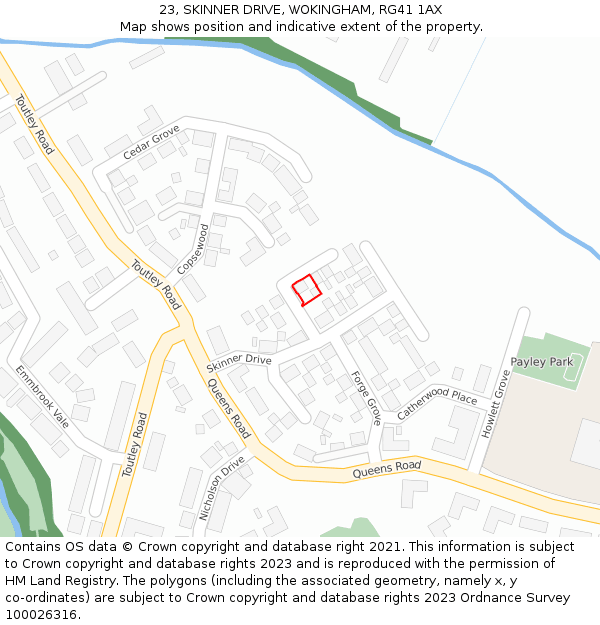 23, SKINNER DRIVE, WOKINGHAM, RG41 1AX: Location map and indicative extent of plot