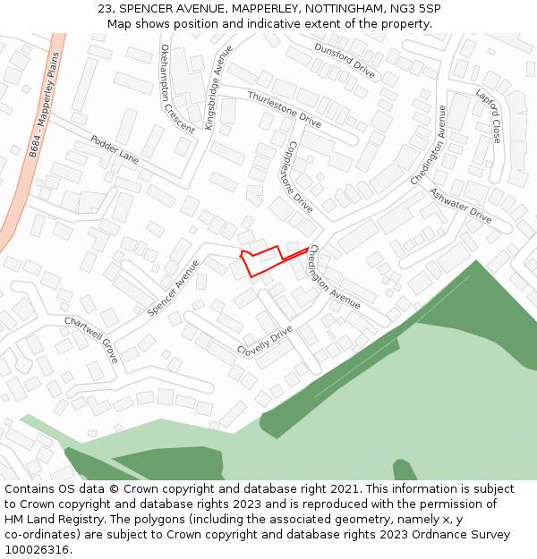 23, SPENCER AVENUE, MAPPERLEY, NOTTINGHAM, NG3 5SP: Location map and indicative extent of plot