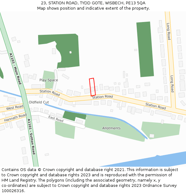 23, STATION ROAD, TYDD GOTE, WISBECH, PE13 5QA: Location map and indicative extent of plot