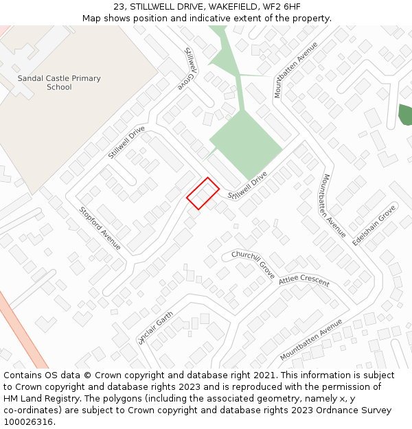 23, STILLWELL DRIVE, WAKEFIELD, WF2 6HF: Location map and indicative extent of plot