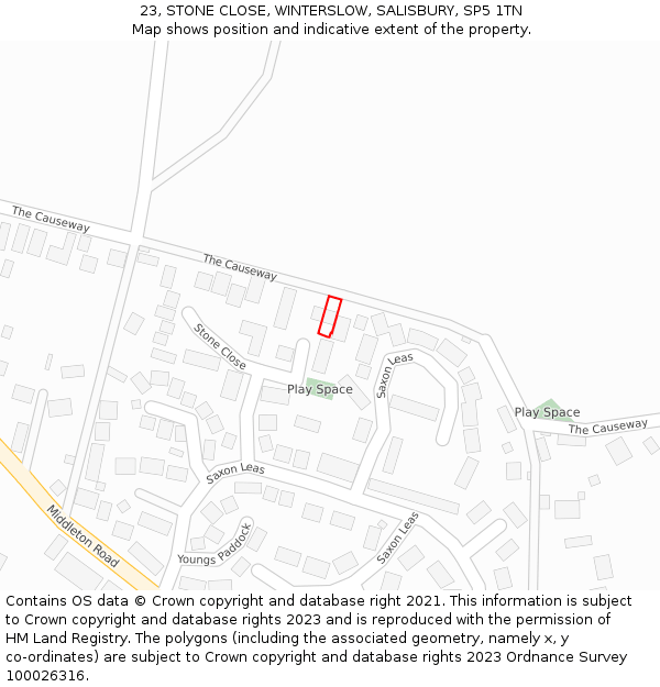 23, STONE CLOSE, WINTERSLOW, SALISBURY, SP5 1TN: Location map and indicative extent of plot