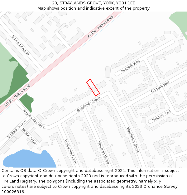 23, STRAYLANDS GROVE, YORK, YO31 1EB: Location map and indicative extent of plot