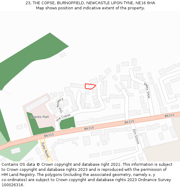 23, THE COPSE, BURNOPFIELD, NEWCASTLE UPON TYNE, NE16 6HA: Location map and indicative extent of plot