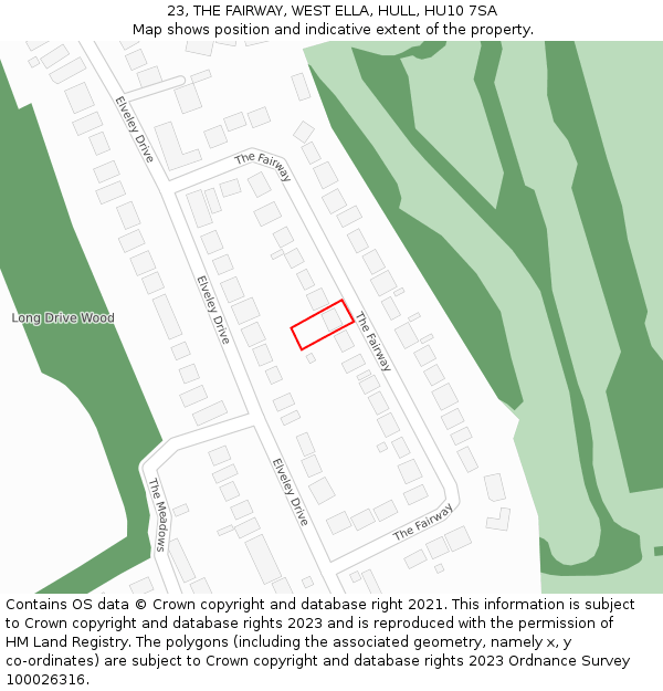 23, THE FAIRWAY, WEST ELLA, HULL, HU10 7SA: Location map and indicative extent of plot