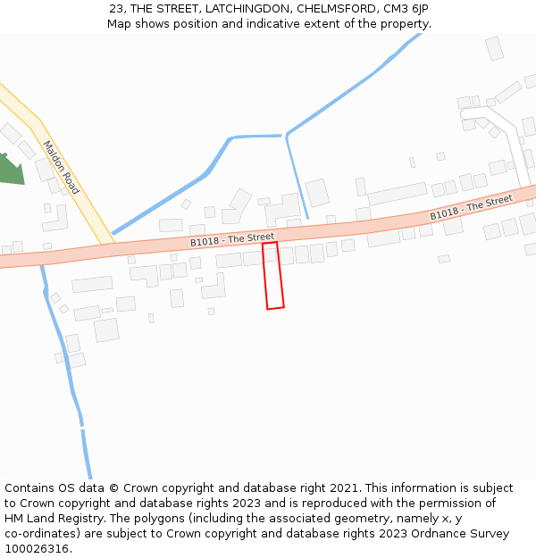 23, THE STREET, LATCHINGDON, CHELMSFORD, CM3 6JP: Location map and indicative extent of plot