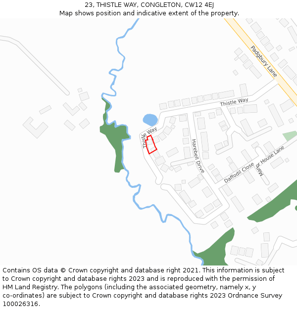 23, THISTLE WAY, CONGLETON, CW12 4EJ: Location map and indicative extent of plot