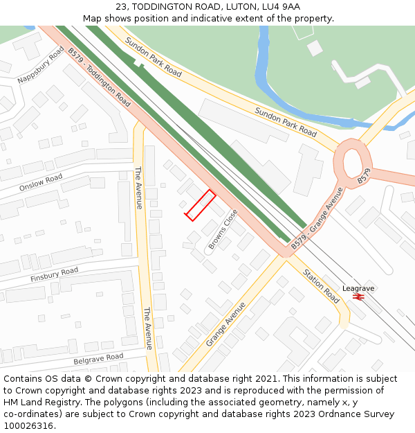 23, TODDINGTON ROAD, LUTON, LU4 9AA: Location map and indicative extent of plot