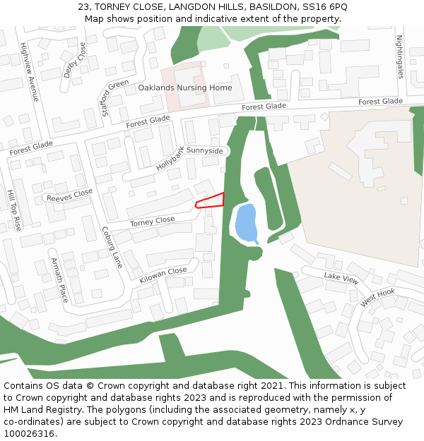 23, TORNEY CLOSE, LANGDON HILLS, BASILDON, SS16 6PQ: Location map and indicative extent of plot