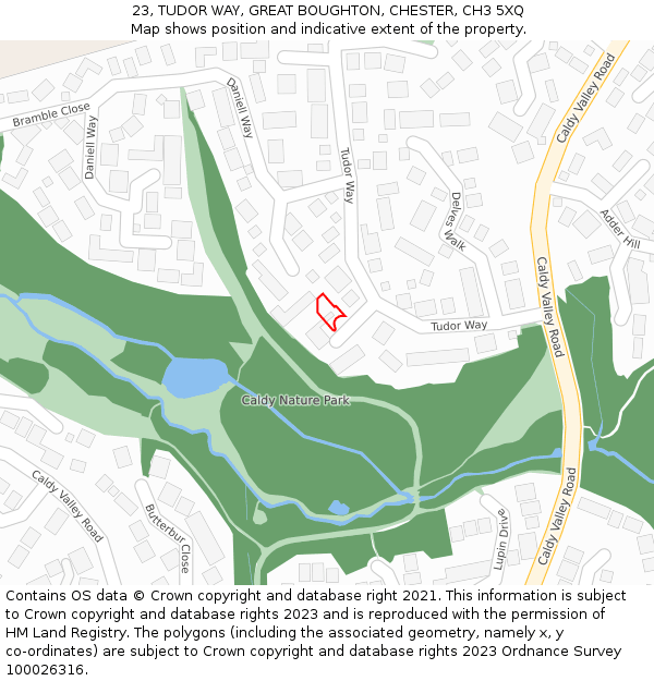 23, TUDOR WAY, GREAT BOUGHTON, CHESTER, CH3 5XQ: Location map and indicative extent of plot