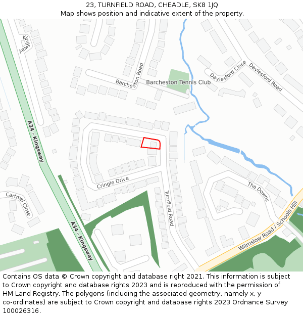 23, TURNFIELD ROAD, CHEADLE, SK8 1JQ: Location map and indicative extent of plot