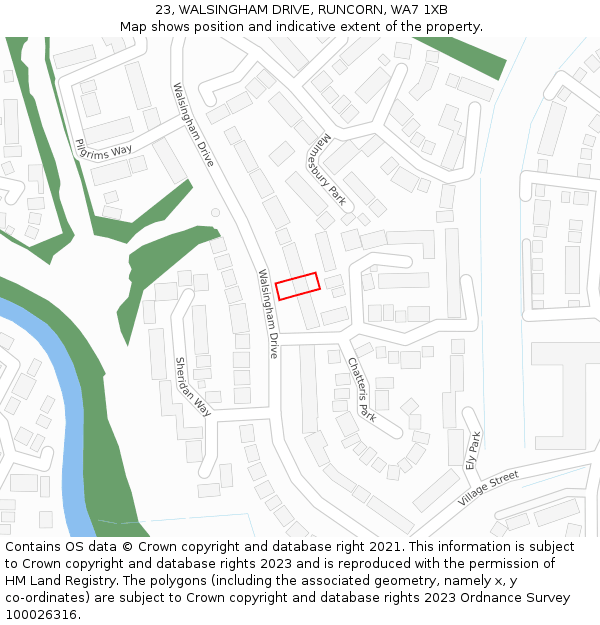 23, WALSINGHAM DRIVE, RUNCORN, WA7 1XB: Location map and indicative extent of plot