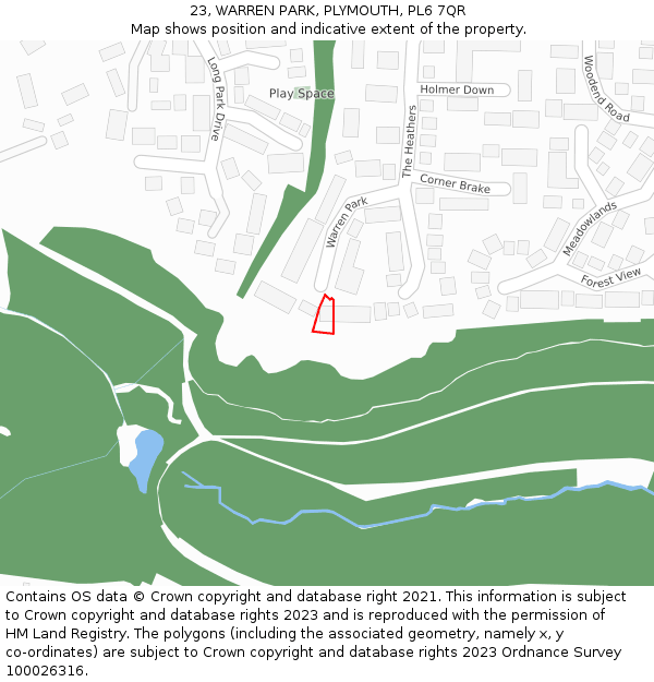 23, WARREN PARK, PLYMOUTH, PL6 7QR: Location map and indicative extent of plot