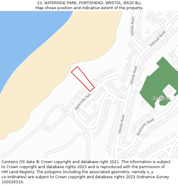 23, WATERSIDE PARK, PORTISHEAD, BRISTOL, BS20 8LL: Location map and indicative extent of plot