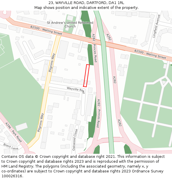 23, WAYVILLE ROAD, DARTFORD, DA1 1RL: Location map and indicative extent of plot