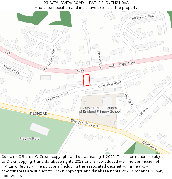 23, WEALDVIEW ROAD, HEATHFIELD, TN21 0XA: Location map and indicative extent of plot