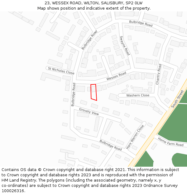 23, WESSEX ROAD, WILTON, SALISBURY, SP2 0LW: Location map and indicative extent of plot