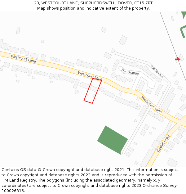 23, WESTCOURT LANE, SHEPHERDSWELL, DOVER, CT15 7PT: Location map and indicative extent of plot