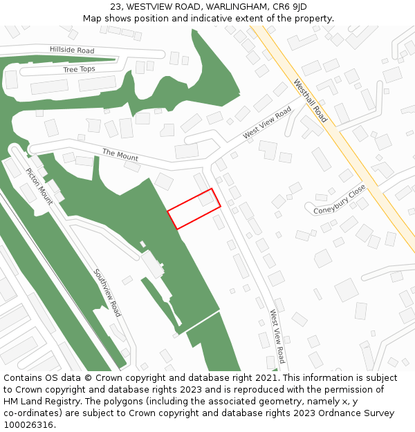 23, WESTVIEW ROAD, WARLINGHAM, CR6 9JD: Location map and indicative extent of plot