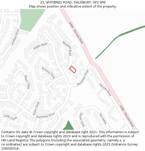 23, WHITBRED ROAD, SALISBURY, SP2 9PE: Location map and indicative extent of plot