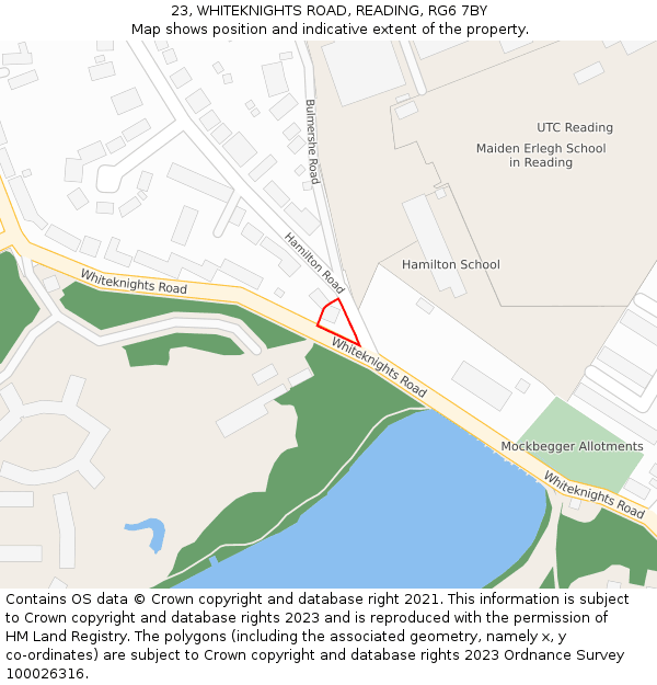 23, WHITEKNIGHTS ROAD, READING, RG6 7BY: Location map and indicative extent of plot
