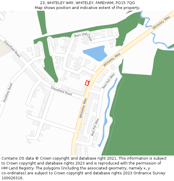 23, WHITELEY WAY, WHITELEY, FAREHAM, PO15 7QG: Location map and indicative extent of plot