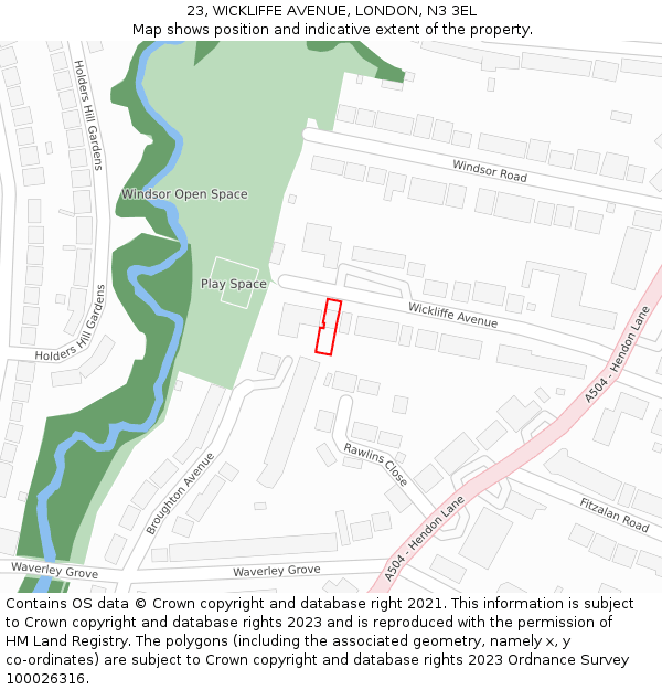 23, WICKLIFFE AVENUE, LONDON, N3 3EL: Location map and indicative extent of plot