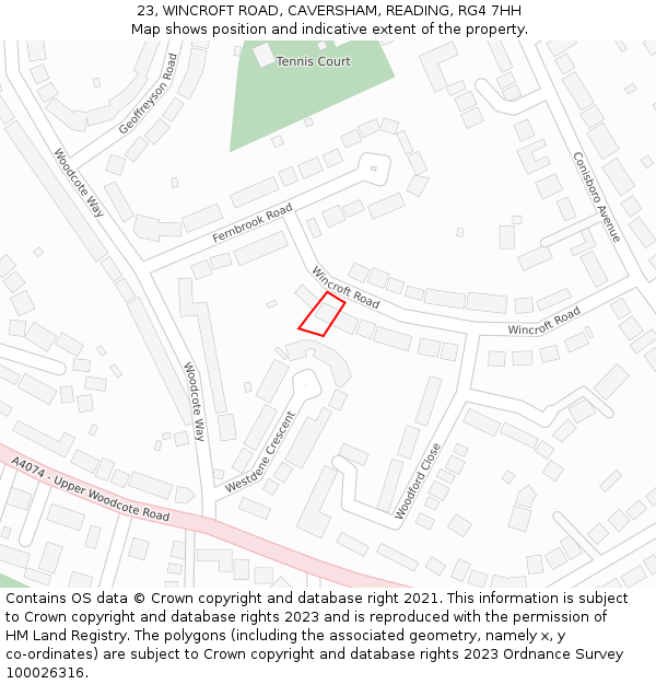 23, WINCROFT ROAD, CAVERSHAM, READING, RG4 7HH: Location map and indicative extent of plot