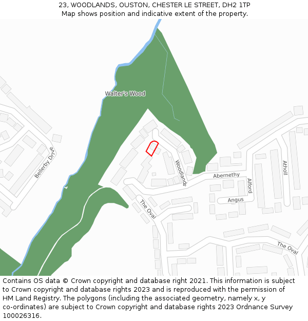 23, WOODLANDS, OUSTON, CHESTER LE STREET, DH2 1TP: Location map and indicative extent of plot