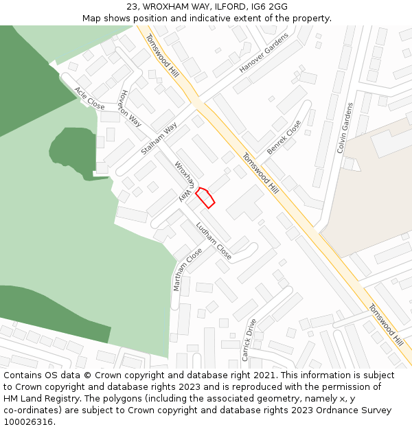 23, WROXHAM WAY, ILFORD, IG6 2GG: Location map and indicative extent of plot