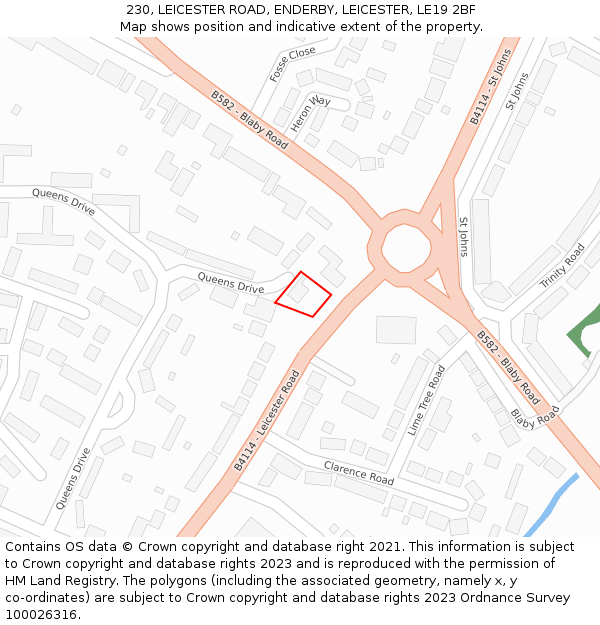 230, LEICESTER ROAD, ENDERBY, LEICESTER, LE19 2BF: Location map and indicative extent of plot