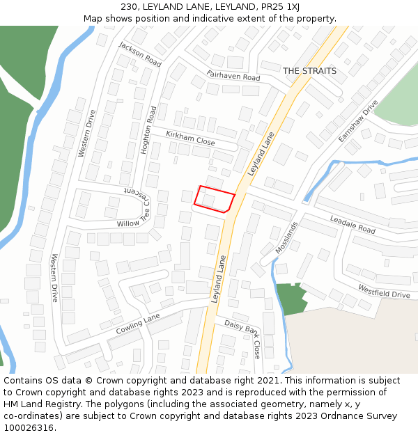 230, LEYLAND LANE, LEYLAND, PR25 1XJ: Location map and indicative extent of plot