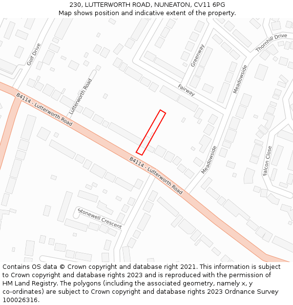 230, LUTTERWORTH ROAD, NUNEATON, CV11 6PG: Location map and indicative extent of plot