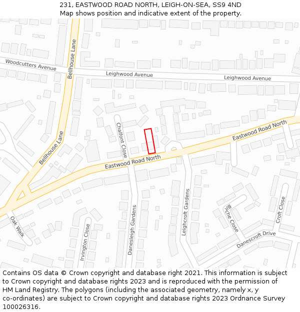 231, EASTWOOD ROAD NORTH, LEIGH-ON-SEA, SS9 4ND: Location map and indicative extent of plot