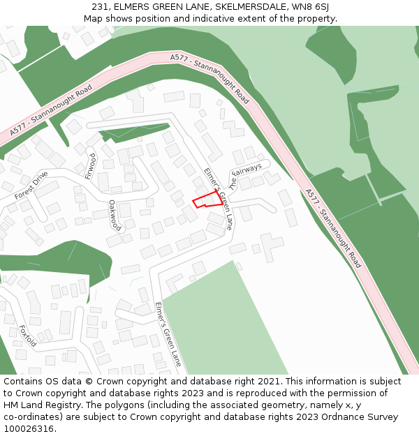 231, ELMERS GREEN LANE, SKELMERSDALE, WN8 6SJ: Location map and indicative extent of plot
