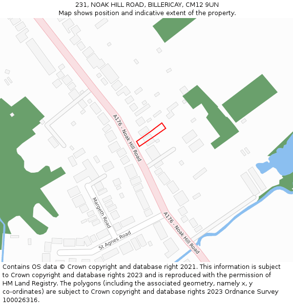 231, NOAK HILL ROAD, BILLERICAY, CM12 9UN: Location map and indicative extent of plot