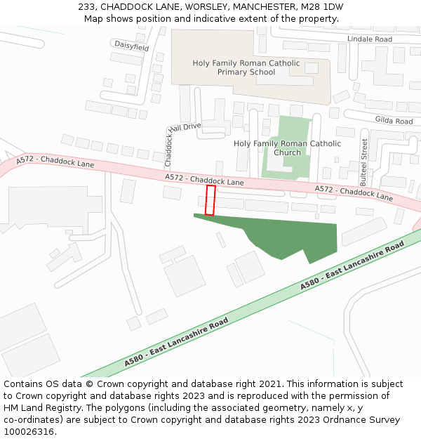 233, CHADDOCK LANE, WORSLEY, MANCHESTER, M28 1DW: Location map and indicative extent of plot