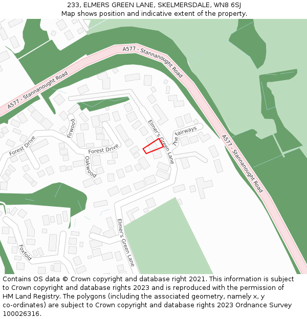 233, ELMERS GREEN LANE, SKELMERSDALE, WN8 6SJ: Location map and indicative extent of plot