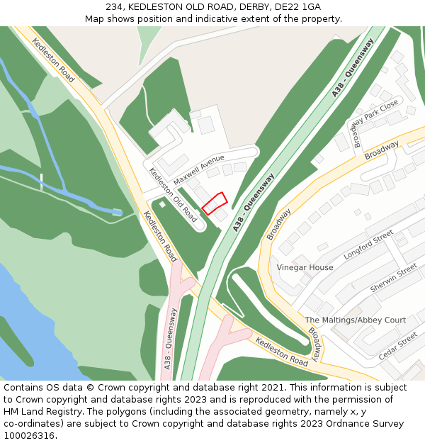 234, KEDLESTON OLD ROAD, DERBY, DE22 1GA: Location map and indicative extent of plot