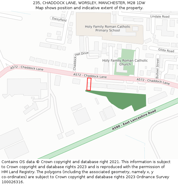 235, CHADDOCK LANE, WORSLEY, MANCHESTER, M28 1DW: Location map and indicative extent of plot
