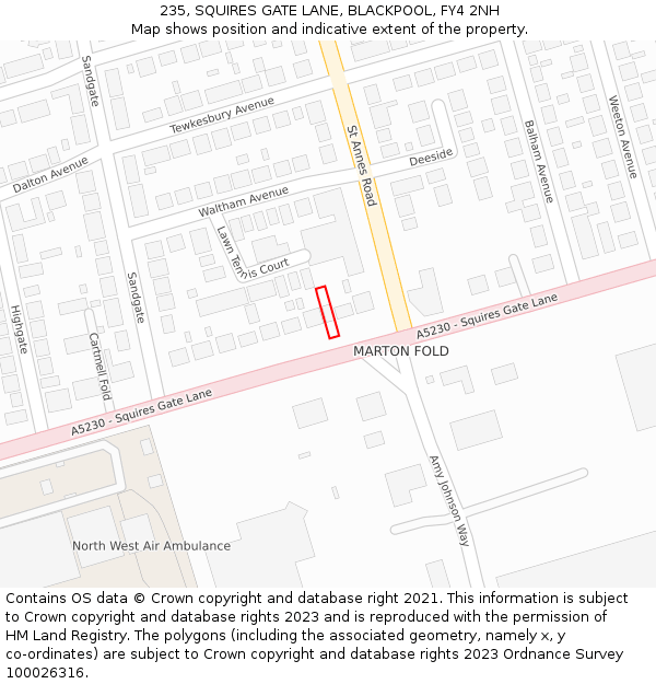 235, SQUIRES GATE LANE, BLACKPOOL, FY4 2NH: Location map and indicative extent of plot