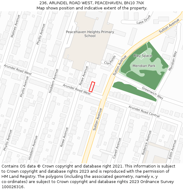 236, ARUNDEL ROAD WEST, PEACEHAVEN, BN10 7NX: Location map and indicative extent of plot