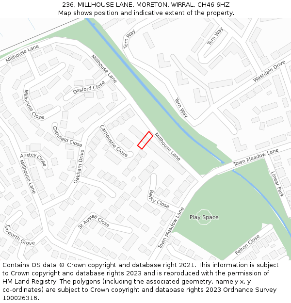 236, MILLHOUSE LANE, MORETON, WIRRAL, CH46 6HZ: Location map and indicative extent of plot