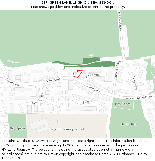 237, GREEN LANE, LEIGH-ON-SEA, SS9 5QN: Location map and indicative extent of plot