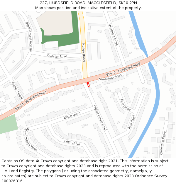 237, HURDSFIELD ROAD, MACCLESFIELD, SK10 2PN: Location map and indicative extent of plot