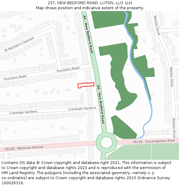 237, NEW BEDFORD ROAD, LUTON, LU3 1LN: Location map and indicative extent of plot