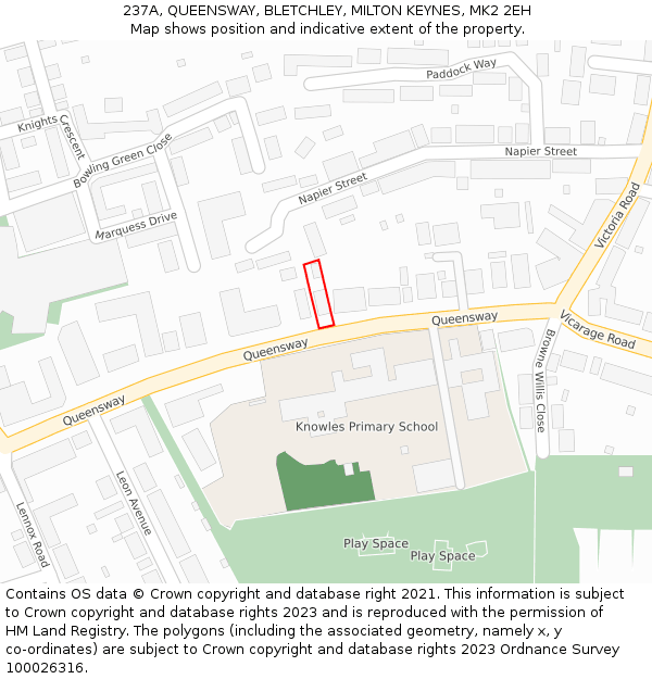 237A, QUEENSWAY, BLETCHLEY, MILTON KEYNES, MK2 2EH: Location map and indicative extent of plot